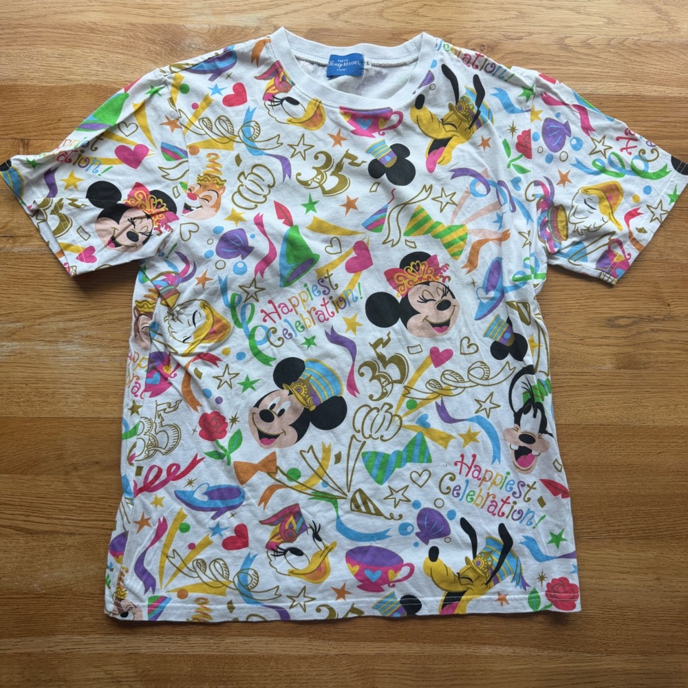 Tokyo Disney Resort 35th Anniversary Happiest Celebration All Over Print Shirt L